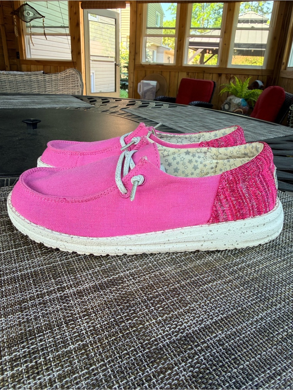 Hey Dude Girls Wendy Funk Fuxia Hot Pink Canvas Slip-On Sneakers